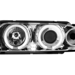 Φανάρια εμπρός angel eyes για BMW E38 (1994-1998) - chrome , με λάμπες (Η1) - σετ 2τμχ.