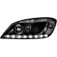 Φανάρια εμπρός led για Mercedes C-CLASS W204 (2011+) , μαύρα ,με λάμπες (Η1) - σετ 2τμχ.