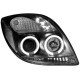 Φανάρια εμπρός angel eyes για Toyota Yaris (2006-2009) - μαύρα , με λάμπες (Η1) - σετ 2τμχ.