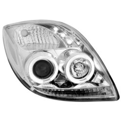 Φανάρια εμπρός angel eyes για Toyota Yaris (2006-2009) - chrome , με λάμπες (Η1) - σετ 2τμχ.