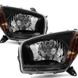 Φανάρια εμπρός για Toyota Rav4 (2001-2005) - μαύρα , με λάμπες (Η1) - σετ 2τμχ.
