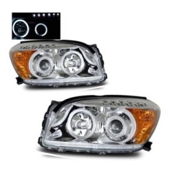 Φανάρια εμπρός angel eyes για Toyota Rav4 (2006-2009) - chrome , με λάμπες (Η1) - σετ 2τμχ.