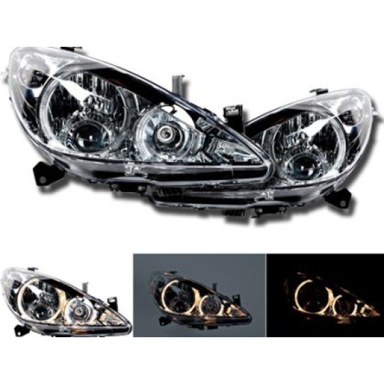 Φανάρια εμπρός angel eyes για Peugeot 307 (2001-2005), χωρίς λάμπες (Η7) - σετ 2τμχ.