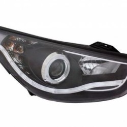 Φανάρια εμπρός led angel eyes για Hyundai Tucson (2011+) - μαύρα , με λάμπες (Η1) - σετ 2τμχ.