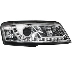 Φανάρια εμπρός led για Fiat Stilo 3 πορτο (2001-2008) - chrome , με λάμπες (Η1) - σετ 2τμχ.