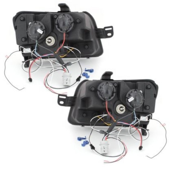 Φανάρια εμπρός led για Fiat Panda (2003-2009) - chrome , με λάμπες (Η1) - σετ 2τμχ.
