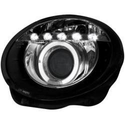 Φανάρια εμπρός led angel eyes για Fiat 500 (2007+) - μαύρα , με λάμπες (Η1) - σετ 2τμχ.