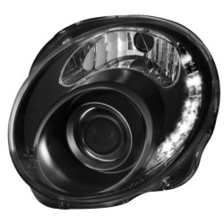 Φανάρια εμπρός led Dayline για Fiat 500 (2007+) - μαύρο , χωρίς λάμπες (Η7) - σετ 2τμχ.