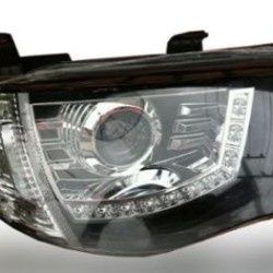 Φανάρια εμπρός led για Mitsubish L200 (2006+) - μαύρα , με λάμπες (Η1) - σετ 2τμχ.