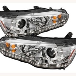 Φανάρια εμπρός led για Mitsubishi Lancer (2008-2011) - chrome , με λάμπες (Η1) - σετ 2τμχ.