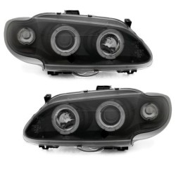 Φανάρια εμπρός angel eyes για Renault Megane / Renault Scenic 3/5 πορτο (1996-1999) - μαύρα , με λάμπες (Η1) - σετ 2τμχ.