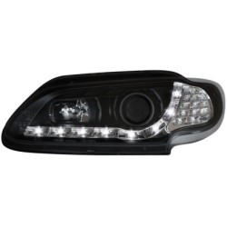 Φανάρια εμπρός led για Renault Megane 3 πορτο (1996-1999) - μαύρα , με λάμπες (Η1) - σετ 2τμχ.