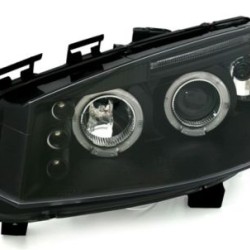 Φανάρια εμπρός angel eyes για Renault Megane (2002-2005) , black , με λάμπες (Η1) - σετ 2τμχ.