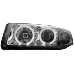 Φανάρια εμπρός angel eyes για Seat Leon /Toledo (1999-2004) - chrome , με λάμπες (Η1) - σετ 2τμχ.
