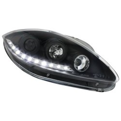 Φανάρια εμπρός led για Seat Altea /Leon / Toledo (2005-2009) - black , με λάμπες (Η1) - σετ 2τμχ.