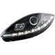 Φανάρια εμπρός led για Seat Altea /Leon / Toledo (2005-2009) - μαύρα , με λάμπες (Η1) - σετ 2τμχ.