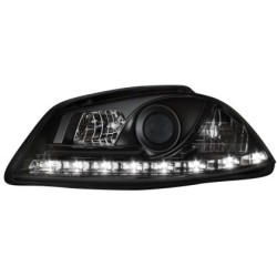 Φανάρια εμπρός led για Seat ibiza 6L (2002-2008) - μαύρα , με λάμπες (Η1) - σετ 2τμχ.