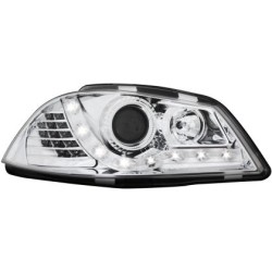 Φανάρια εμπρός led για Seat ibiza 6L (2003-2008) - chrome , με λάμπες (Η1) - σετ 2τμχ.