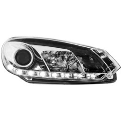 Φανάρια εμπρός led για Vw Golf 6 , μαύρα , με λάμπες (Η1) - σετ 2τμχ.