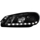 Φανάρια εμπρός led για Vw Golf 6 , black , με λάμπες (Η1) - σετ 2τμχ.