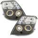 Φανάρια εμπρός angel eyes με led για Citroen C2 (2003-2008) - μαύρα , με λάμπες (Η1) - σετ 2τμχ.