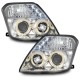 Φανάρια εμπρός angel eyes με led για Citroen C2 (2003-2008) - chrome , με λάμπες (Η1) - σετ 2τμχ.