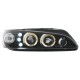 Φανάρια εμπρός angel eyes για Peugeot 306 (1997-2000) , μαύρα , με λάμπες (Η1) - σετ 2τμχ.