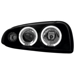 Φανάρια εμπρός angel eyes για Ford Fiesta MK4 (1996-1998) - μαύρα , με λάμπες (Η1) - σετ 2τμχ.