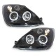 Φανάρια εμπρός angel eyes για Ford Fiesta (2002-2005) -μαύρα , με λάμπες (Η1) - σετ 2τμχ.
