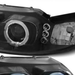 Φανάρια εμπρός led angel eyes για Ford Mustang (1998-2004) , μαύρα , με λάμπες (Η1) - σετ 2τμχ.