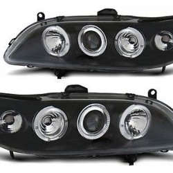 Φανάρια εμπρός angel eyes για Honda Accord (1998-2002) USA , μαύρα , με λάμπες (Η1) - σετ 2τμχ.