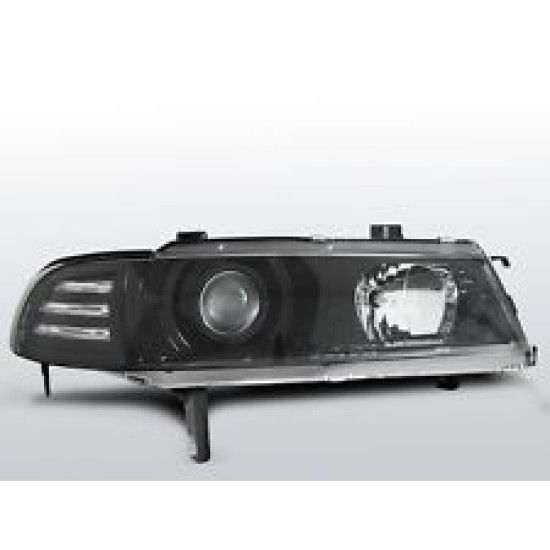 Φανάρια εμπρός angel eyes για Honda Prelude (1992-1995) - μαύρα , με λάμπες (Η7) - σετ 2τμχ.