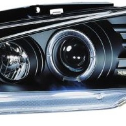 Φανάρια εμπρός angel eyes για Peugeot 106 , μαύρα , με λάμπες (Η1) - σετ 2τμχ.
