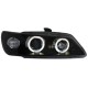 Φανάρια εμπρός angel eyes για Peugeot 306 (1993-1997) , μαύρα , με λάμπες (Η1) - σετ 2τμχ.