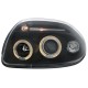 Φανάρια εμπρός angel eyes για Renault Clio 2 (1998-2001) - μαύρα , με λάμπες (Η1) - σετ 2τμχ.