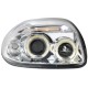 Φανάρια εμπρός angel eyes για Renault Clio 2 (1998-2001) - chrome , με λάμπες (Η1) - σετ 2τμχ.