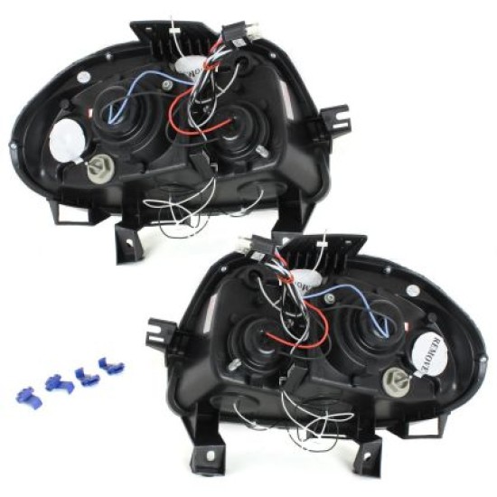 Φανάρια εμπρός angel eyes για Renault Clio 2 (1998-2001) - chrome , με λάμπες (Η1) - σετ 2τμχ.