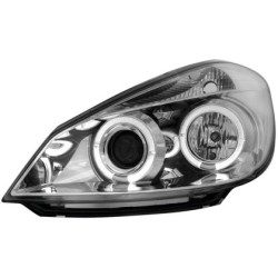 Φανάρια εμπρός angel eyes για Renault Clio ΙΙΙ (2005+) -chrome , με λάμπες (Η1) - σετ 2τμχ.