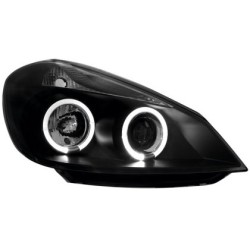 Φανάρια εμπρός angel eyes για Renault Clio ΙΙΙ (2005+) - μαύρα , με λάμπες (Η1) - σετ 2τμχ.
