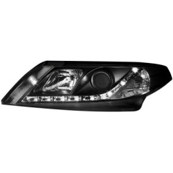 Φανάρια εμπρός led για Renault Laguna (2001-2005) - μαύρα , με λάμπες (Η1) - σετ 2τμχ.