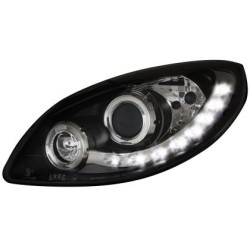 Φανάρια εμπρός led για Renault Twingo (2007+) - μαύρα , με λάμπες (Η1) - σετ 2τμχ.