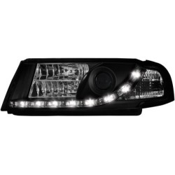 Φανάρια εμπρός led για Skoda Octavia (2000-2004) , μαύρα , με λάμπες (Η1) - σετ 2τμχ.