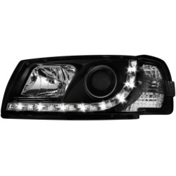 Φανάρια εμπρός led για Vw Transporter T4 (1997-2003) , μαύρα , με λάμπες (Η1) - σετ 2τμχ.