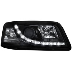 Φανάρια εμπρός led για Vw Transporter T5 (2003-2009) , black , με λάμπες (Η1) - σετ 2τμχ.