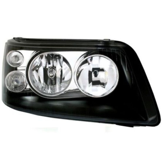 Φανάρια εμπρός για Vw Transporter T5 (2003-2009) - μαύρα ,  χωρίς  λάμπες (Η1) - σετ 2τμχ.