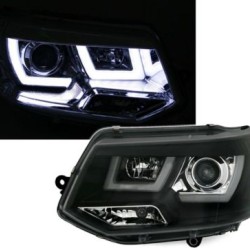 Φανάρια εμπρός led για Vw Transporter T5 (2009+) - μαύρα , με λάμπες (Η1) - σετ 2τμχ.