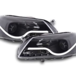 Φανάρια εμπρός led για Vw Passat B7 (2010-2014) - μαύρα , με λάμπες (Η1) - σετ 2τμχ.