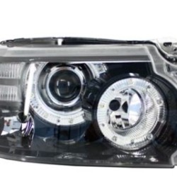 Φανάρια εμπρός led angel eyes για Land Rover /Range Rover Sport ((2009+) - μαύρα , με λάμπες (Η1) - σετ 2τμχ.