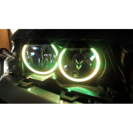 RGB δαχτυλίδια angel eyes led για BMW E46 coupe (1998-2003) / BMW E46 Sedan, Combi (1998-2005) - με τηλεχειρισμό για αλλαγή χρωμάτων
