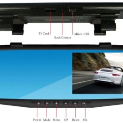 Βίντεο καταγραφέας 1080 FULL HD με  4,3" LCD οθόνη στον καθρέφτη και κάμερα οπισθοπορείας και καταγραφή